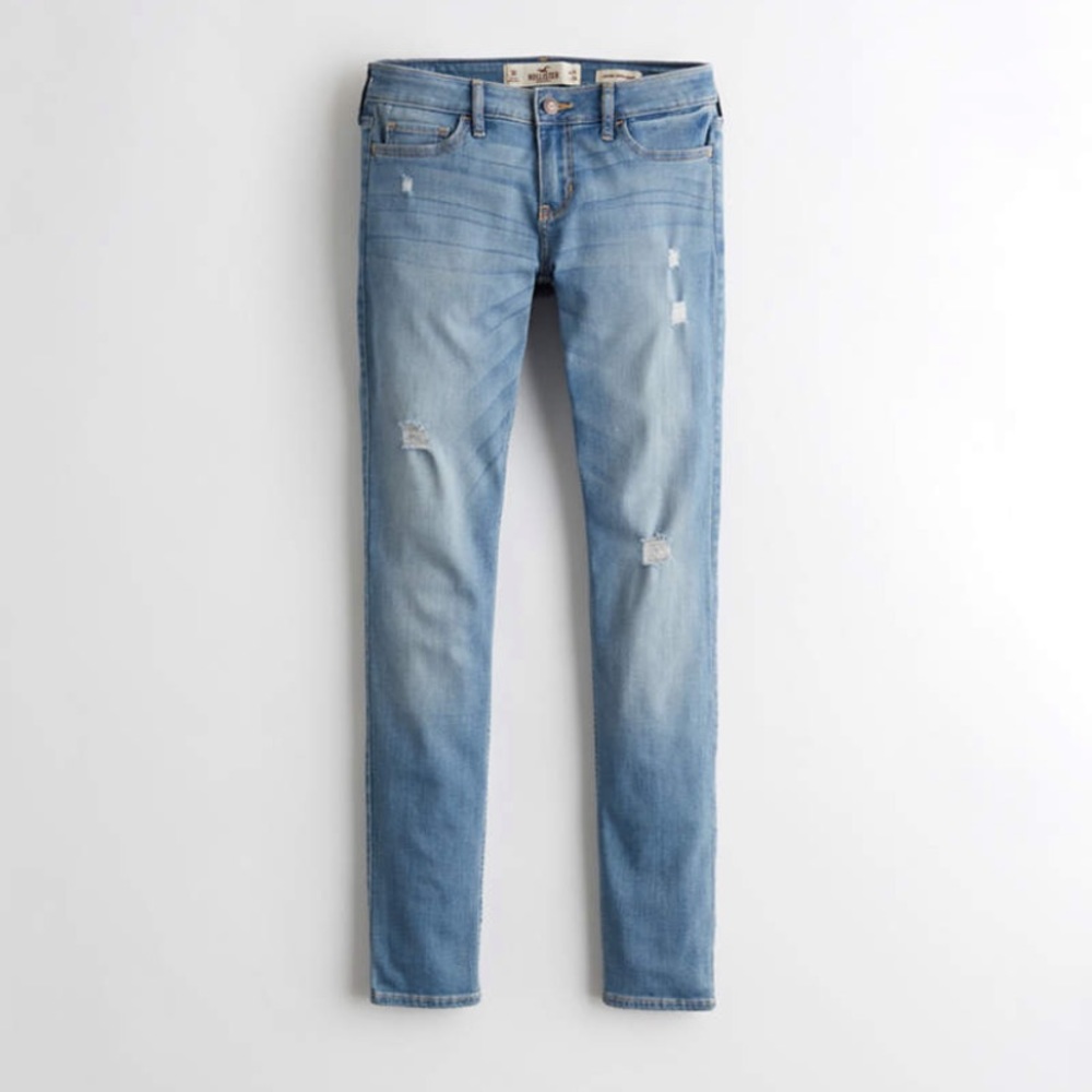 Low Rise Super Skinny Jeans Ripped Medium Wash
